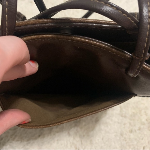 VINTAGE Dark Brown Faux Leather-Like Braided Bag Mini Purse - Picture 9 of 16